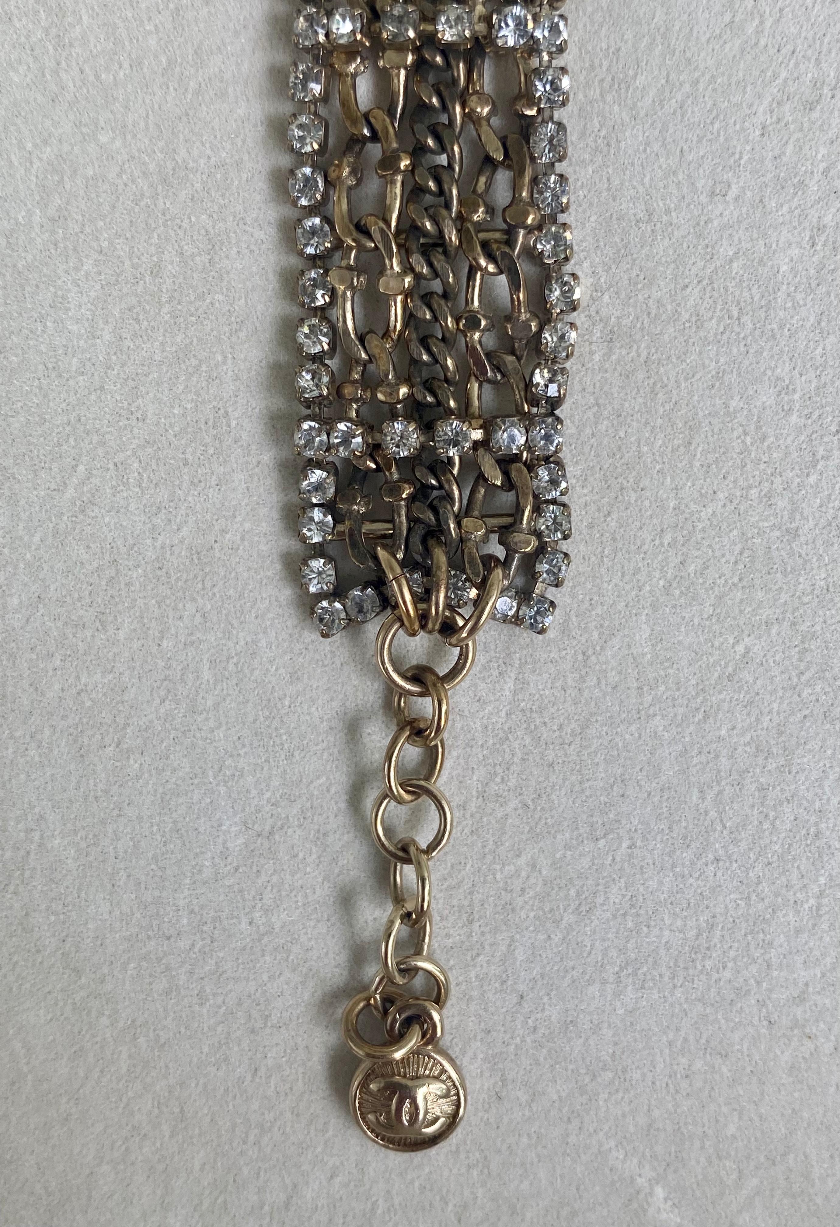 Chanel Strass Crystals Chain Links Bracelet  4