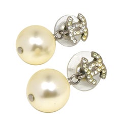 Chanel Strass and Faux Pearl CC Dangle Earrings