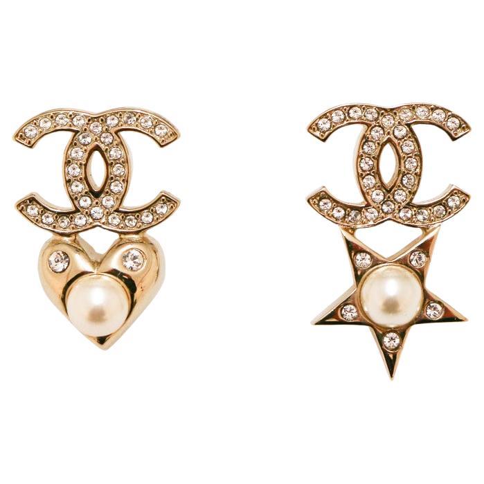 Wide Chanel Strass CC Stud Earrings at 1stDibs  chanel strass earrings,  chanel earrings cc, white chanel earrings