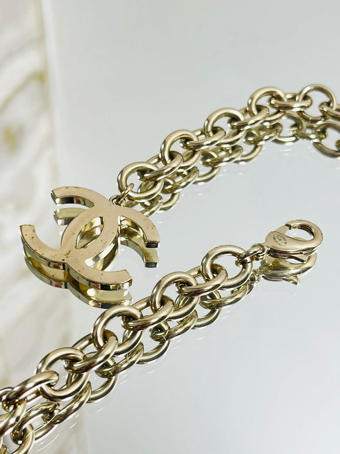 Bead Chanel Strauss/Crystal Logo Choker Necklace