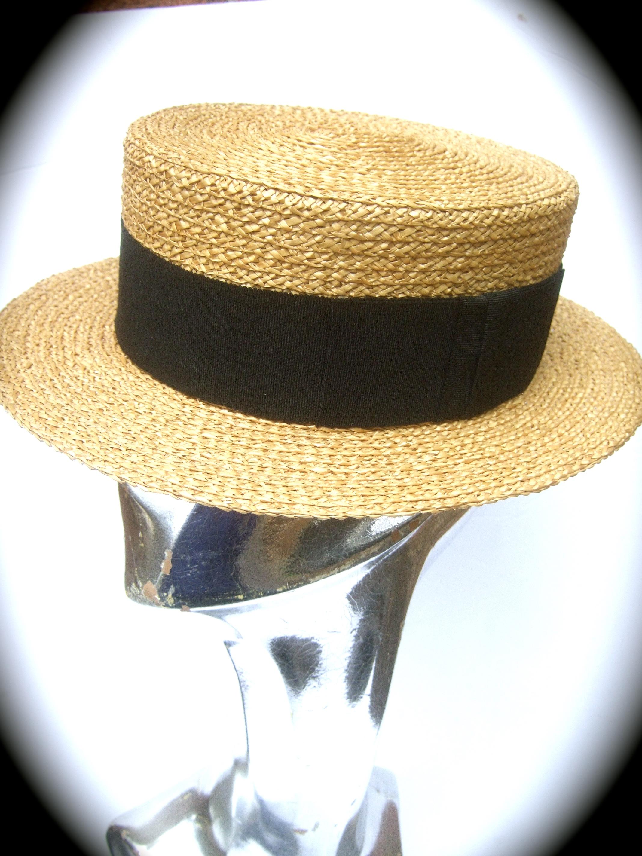Chanel Straw Raffia Ribbon Trim Hat c. 1990 7