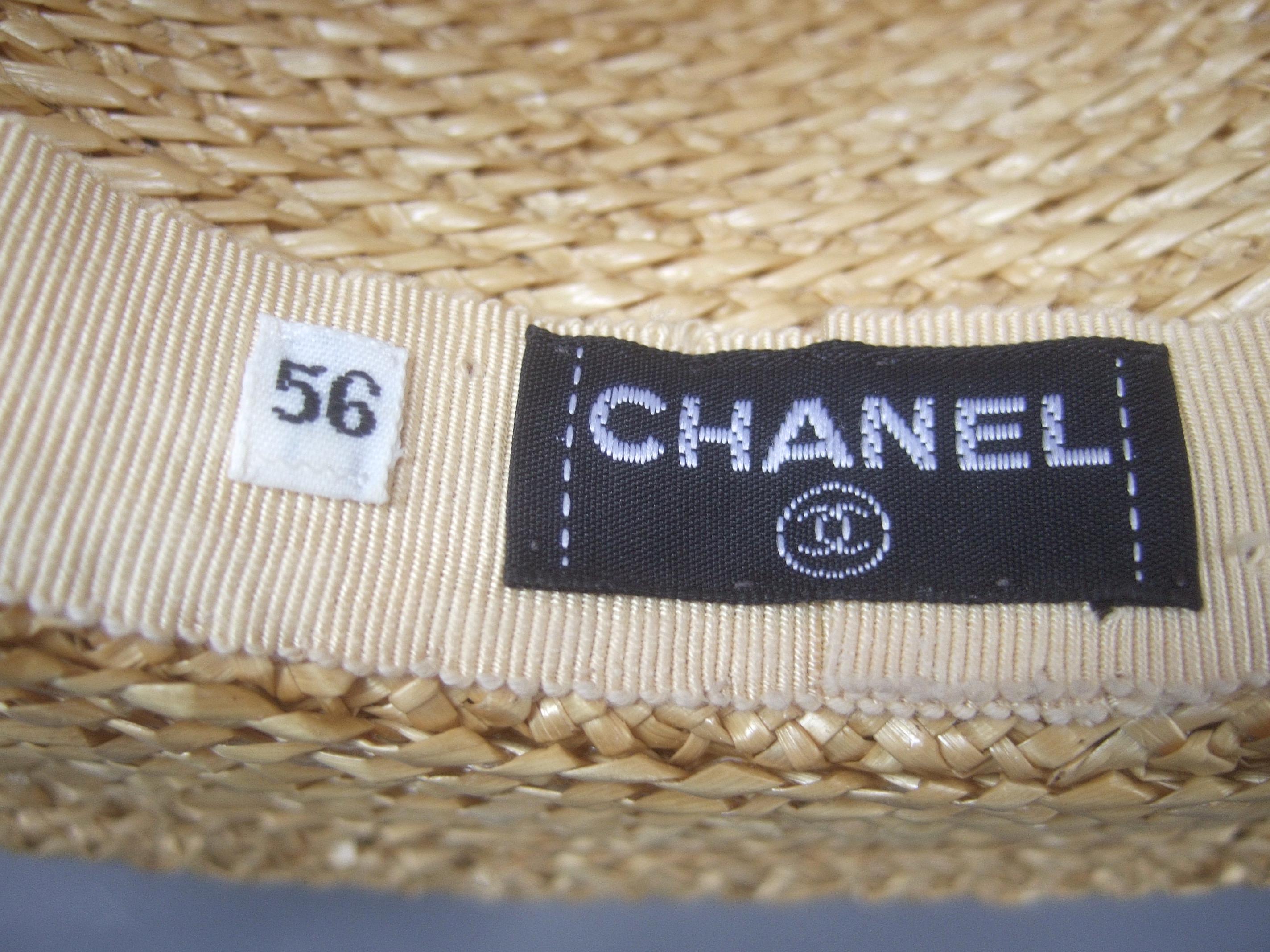 Chanel Straw Raffia Ribbon Trim Hat c. 1990 9