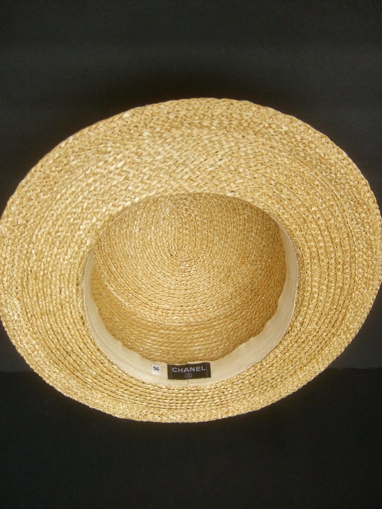 Chanel Straw Raffia Ribbon Trim Hat c. 1990 at 1stDibs  display picture 3
