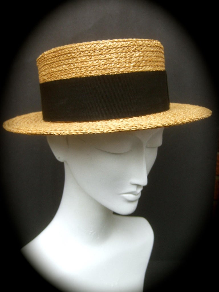 Chanel Straw Raffia Ribbon Trim Hat c. 1990 at 1stDibs  display picture 1