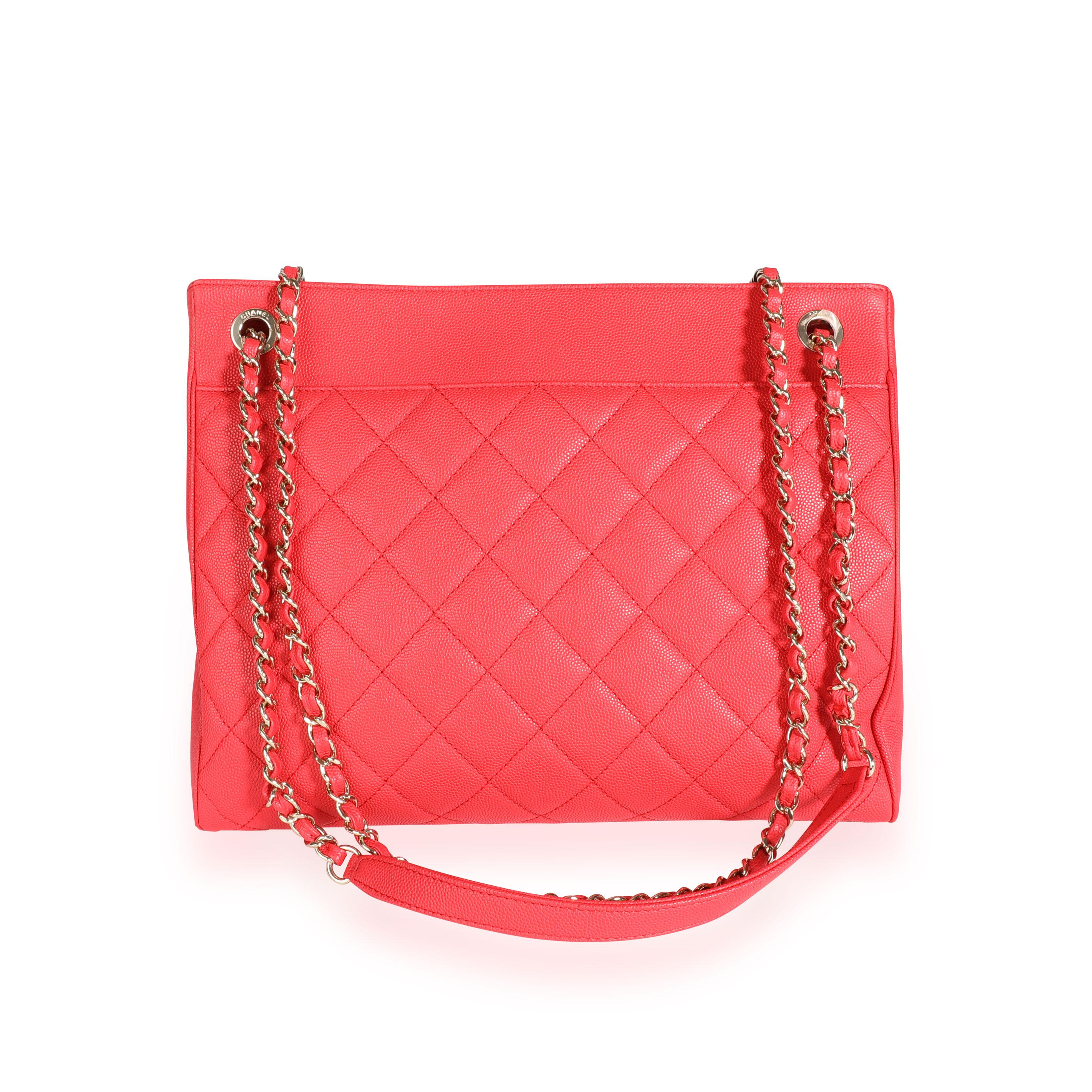 Women's Chanel Strawberry Quilted Caviar Shopping Tote