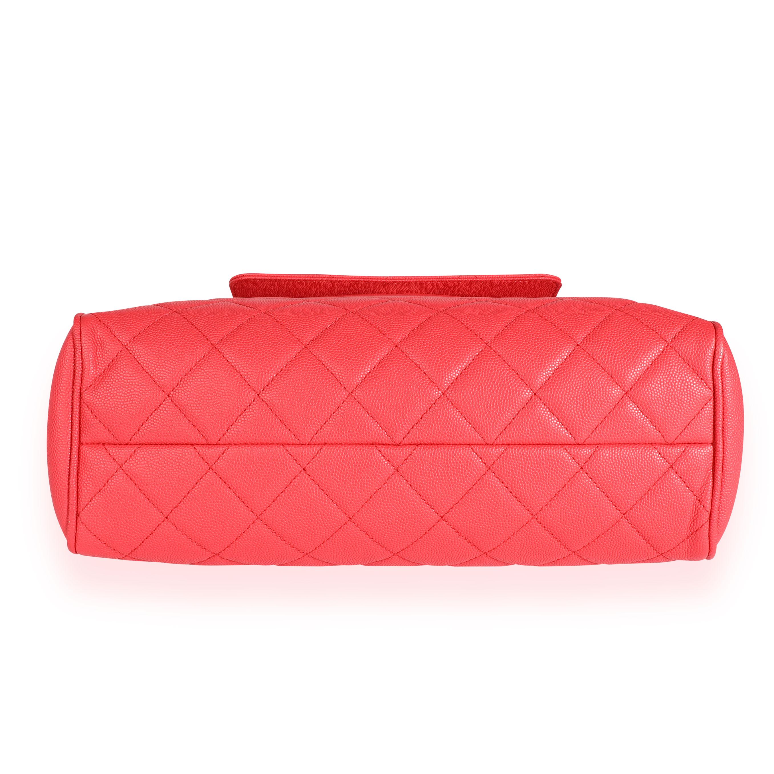 Chanel Strawberry Quilted Caviar Shopping Tote 1