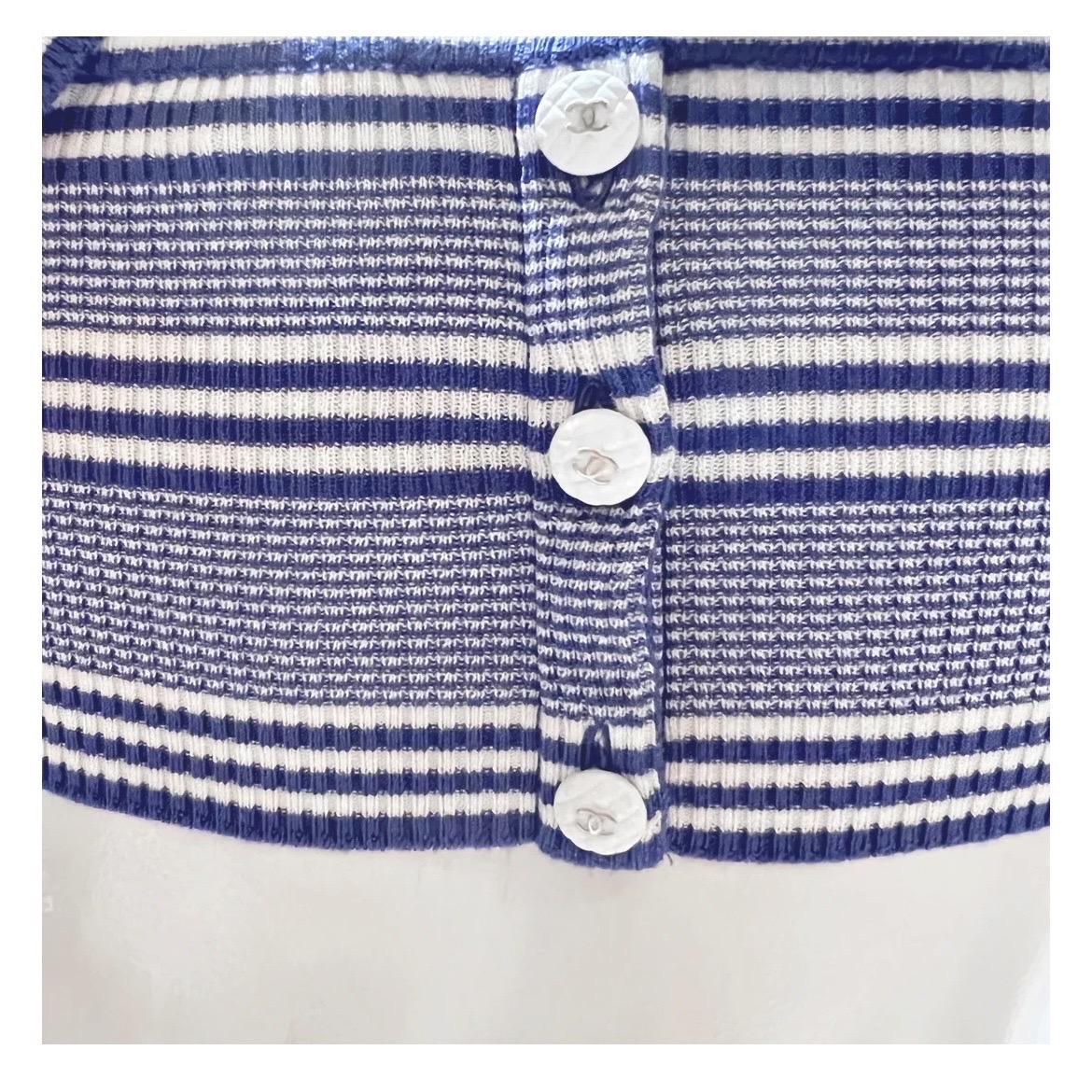 Chanel Stripe Halter CC Logo Crop Top Cruise2019 In Good Condition In Los Angeles, CA
