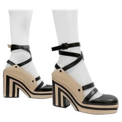 Chanel Striped Block Platform Strap Heels Spring2013
