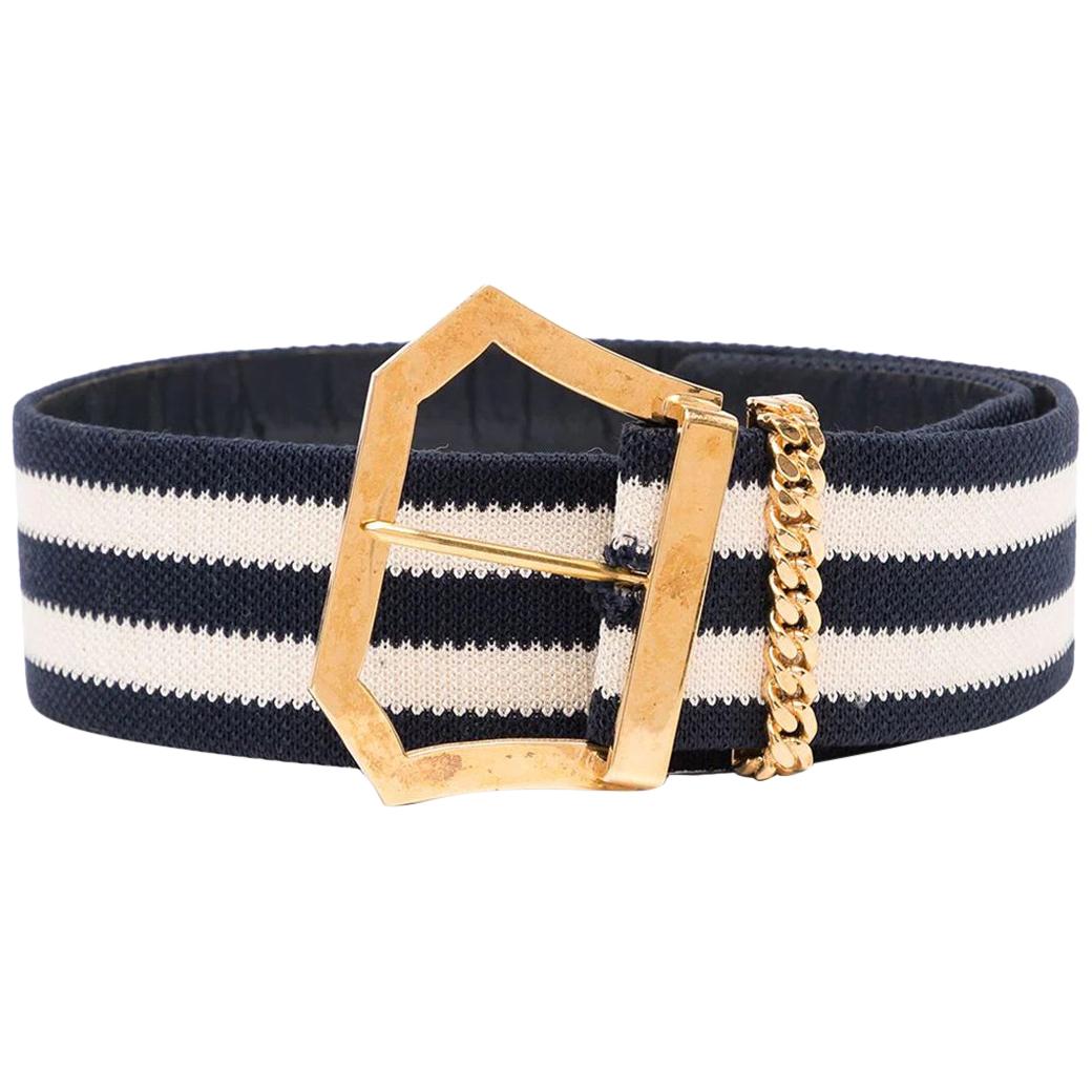 Chanel Striped Canvas Belt