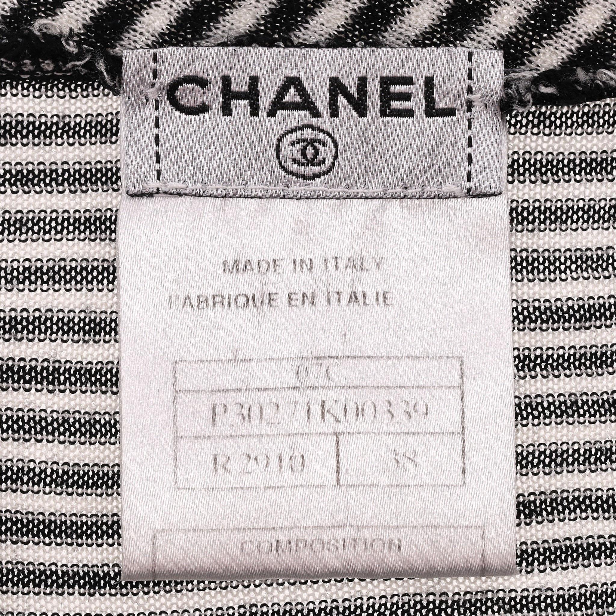 Chanel Striped 'CC' Logo Silk Top For Sale 1