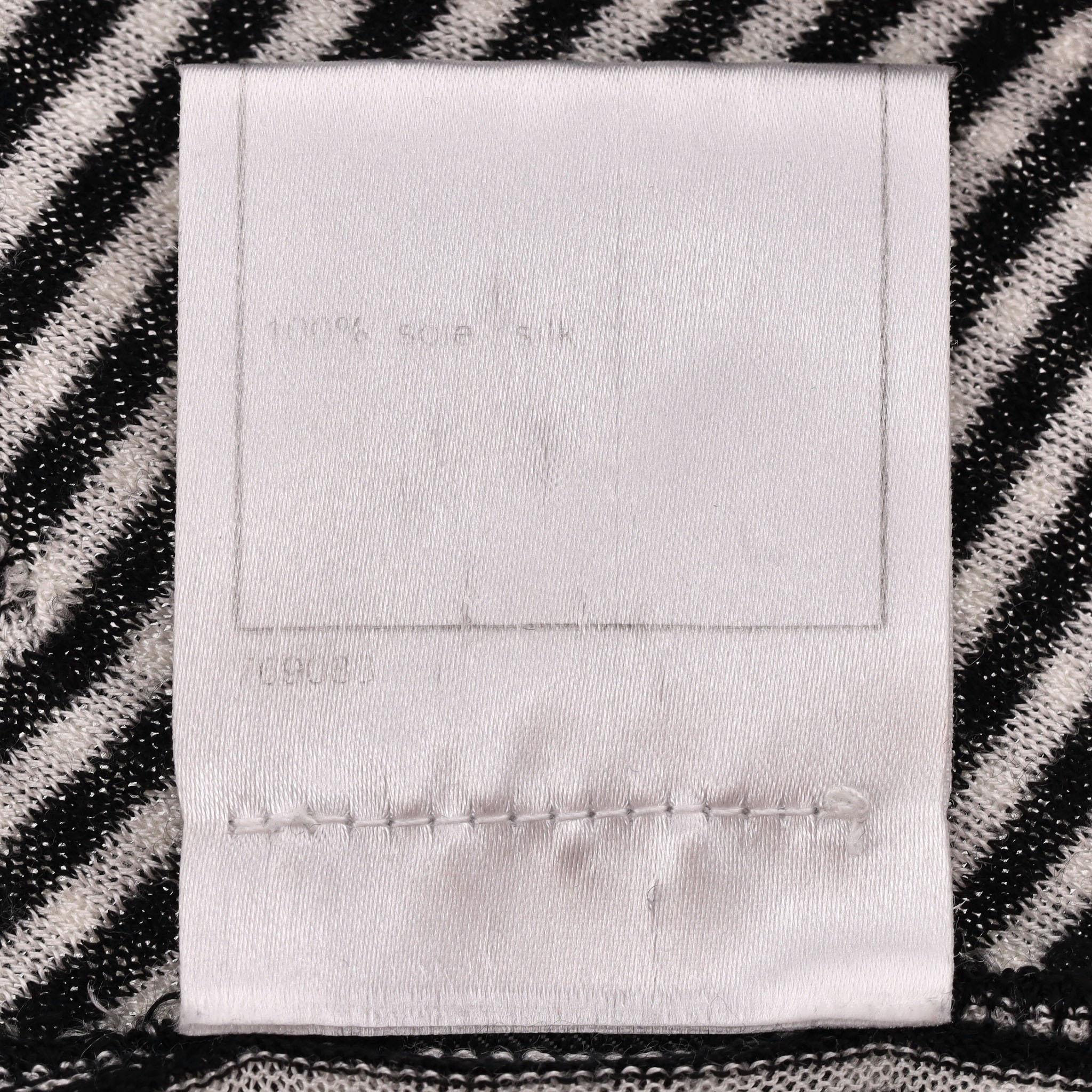 Chanel Striped 'CC' Logo Silk Top For Sale 2