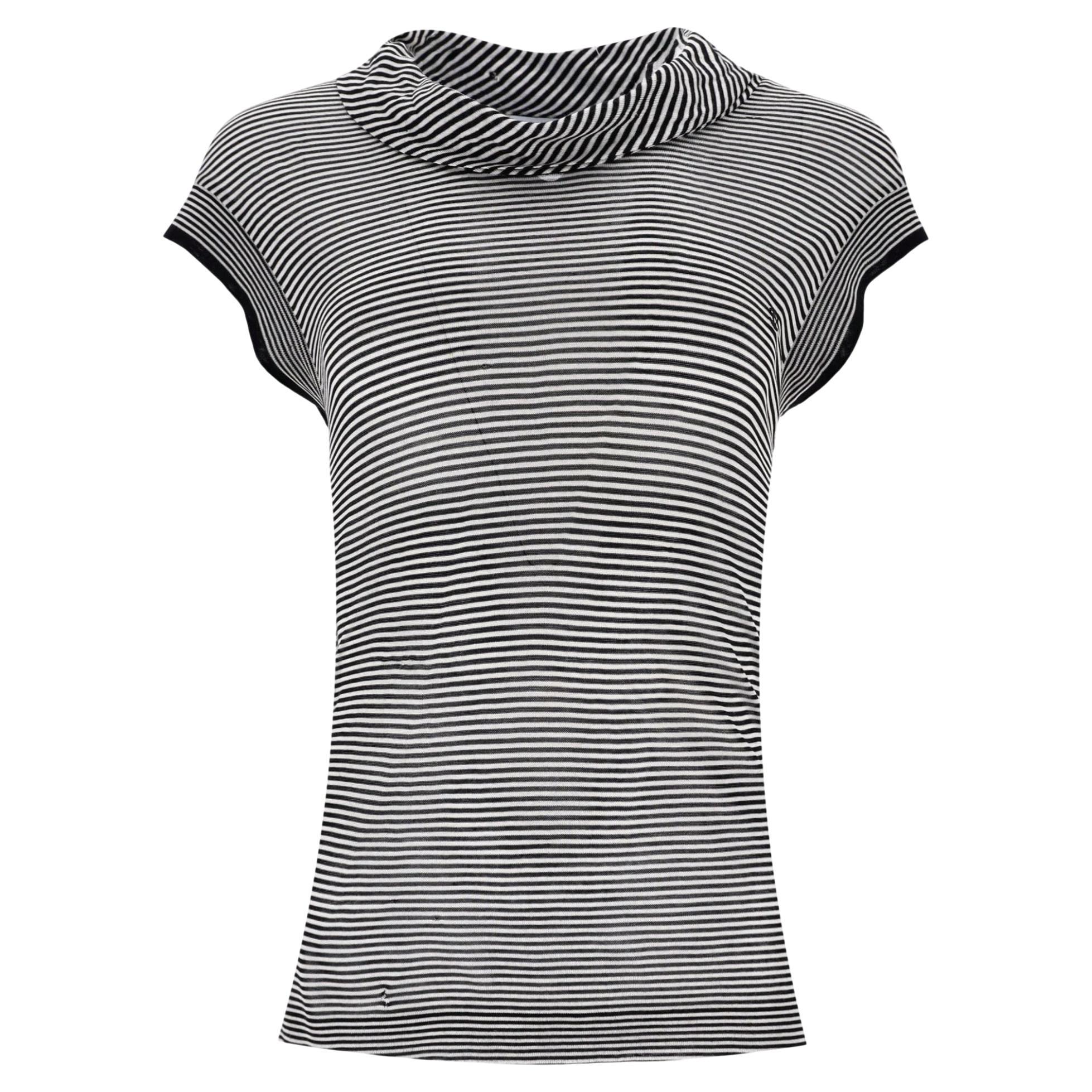 Chanel Striped 'CC' Logo Silk Top For Sale