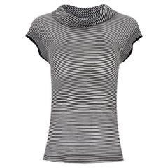 Chanel Striped 'CC' Logo Silk Top
