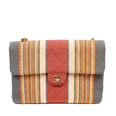 Chanel Striped Fabric Maxi Flap Bag
