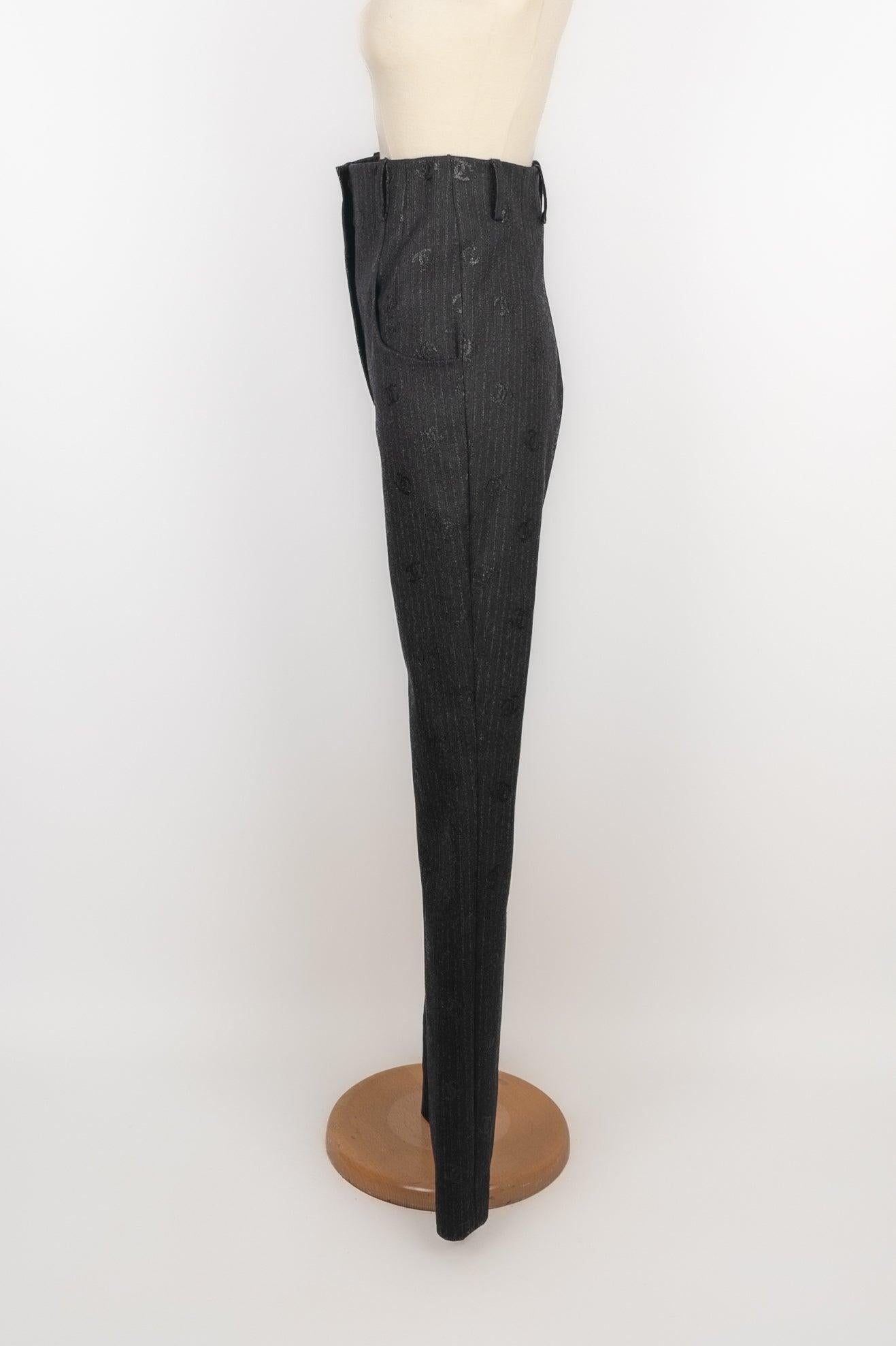 Chanel Striped Flannel Trousers In Excellent Condition For Sale In SAINT-OUEN-SUR-SEINE, FR