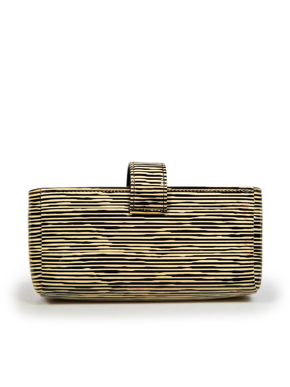 Black Chanel Striped Patent Leather CC Pouch