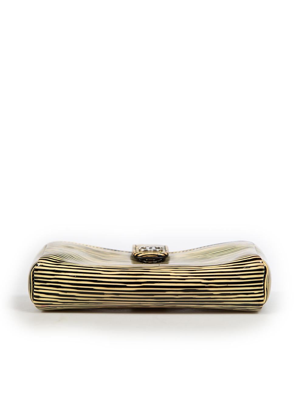 Chanel Striped Patent Leather CC Pouch In Good Condition In London, GB