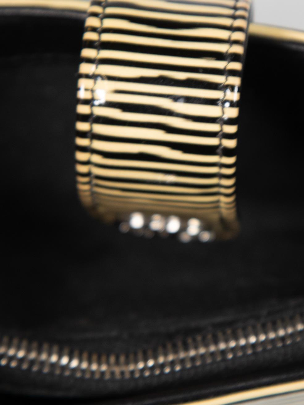 Chanel Striped Patent Leather CC Pouch 1