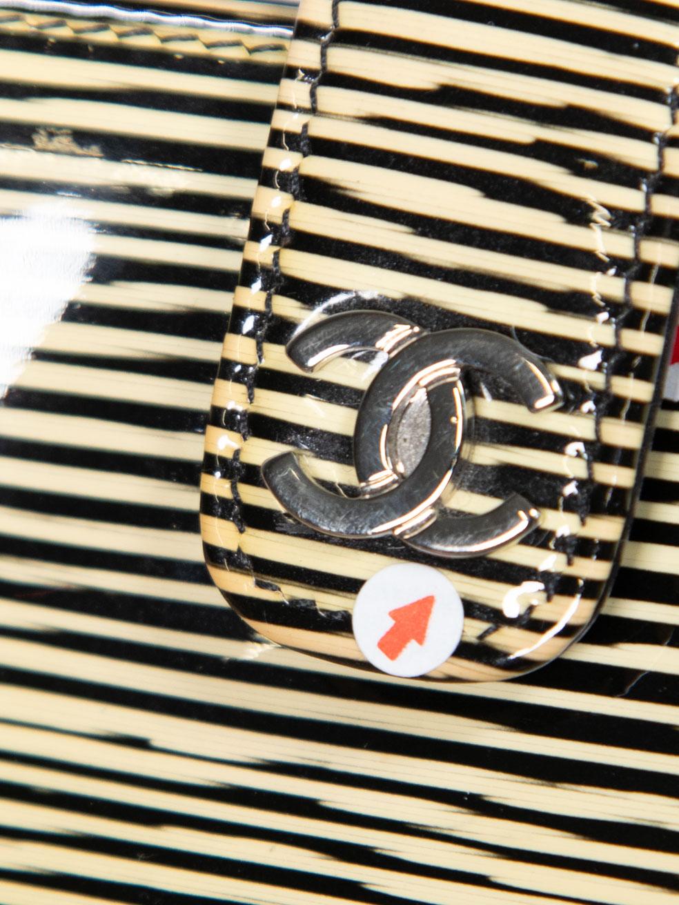 Chanel Striped Patent Leather CC Pouch 2