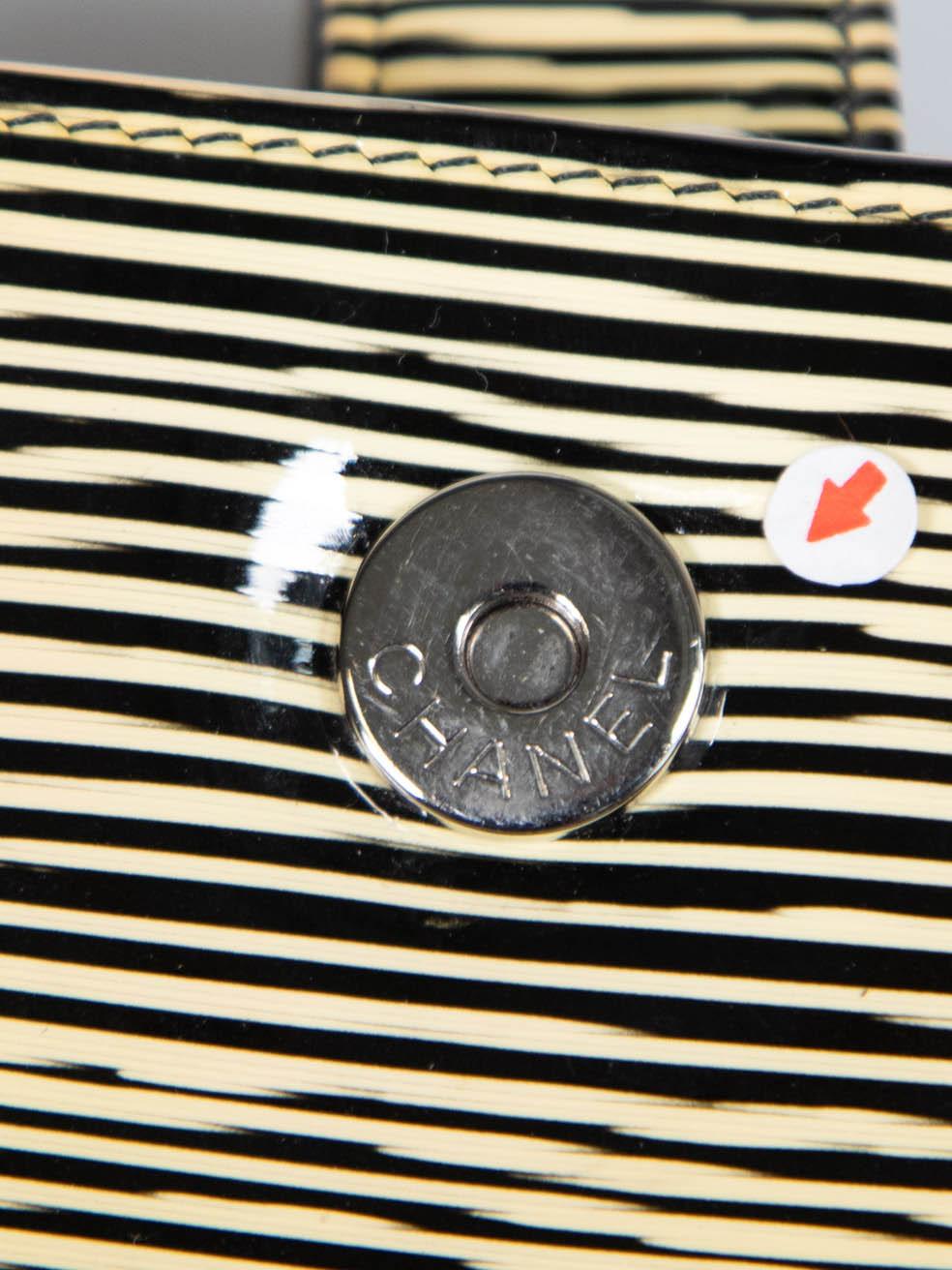 Chanel Striped Patent Leather CC Pouch 3