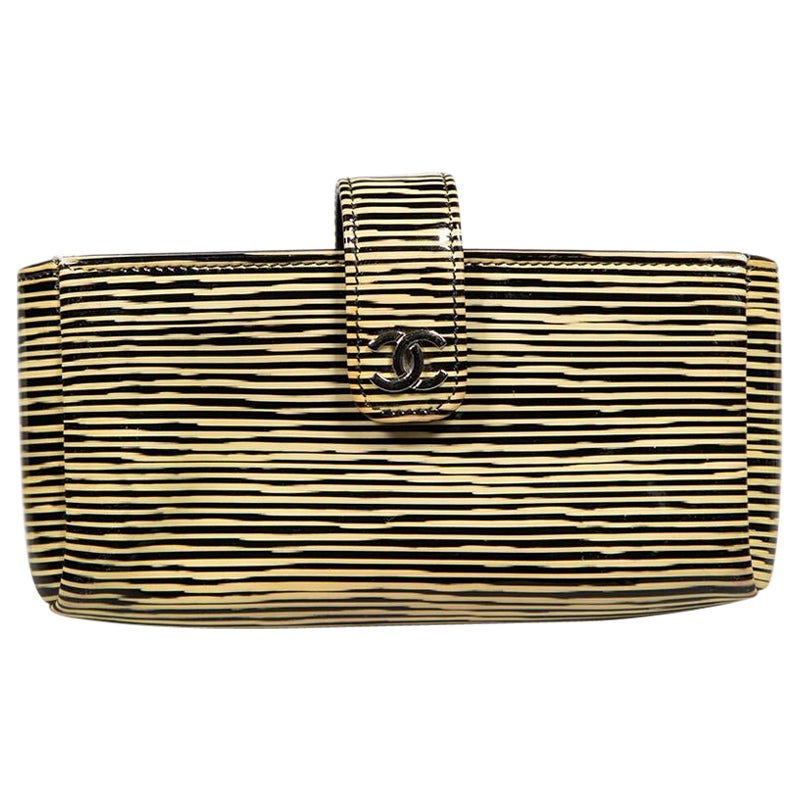 Chanel Striped Patent Leather CC Pouch