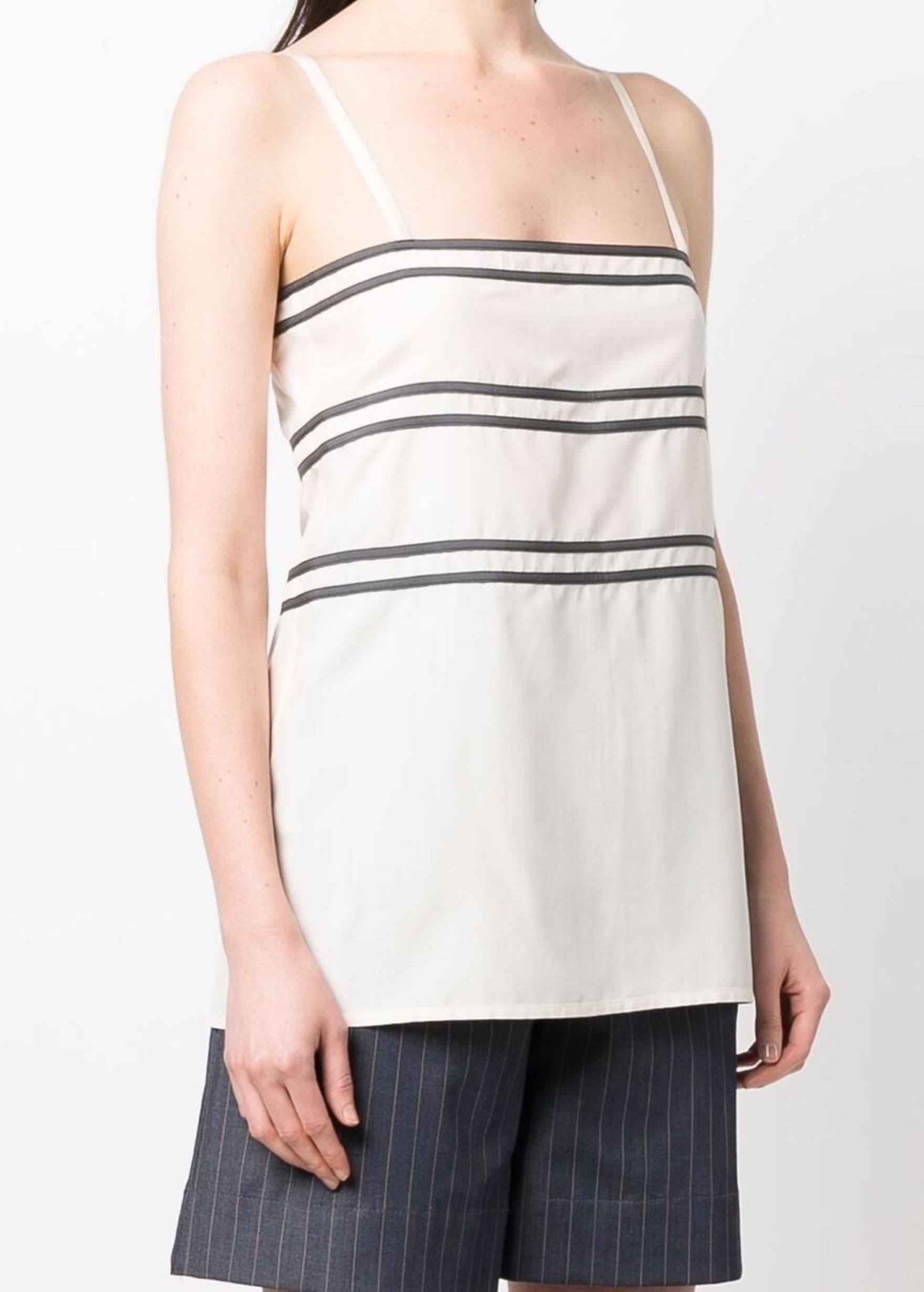 Grigio Top in seta a righe Chanel in vendita