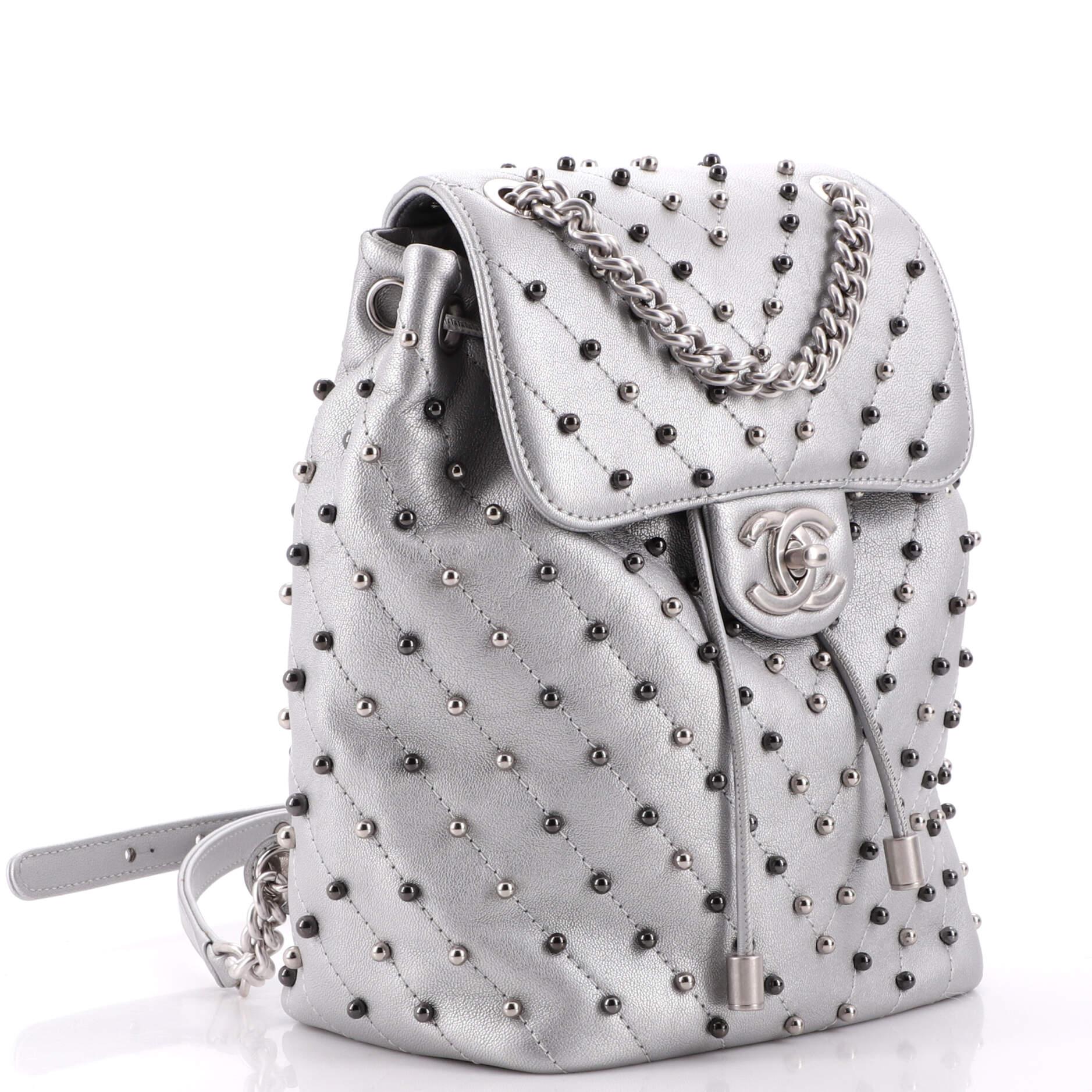 Chanel Stud Wars Backpack Studded Chevron Calfskin In Good Condition In NY, NY
