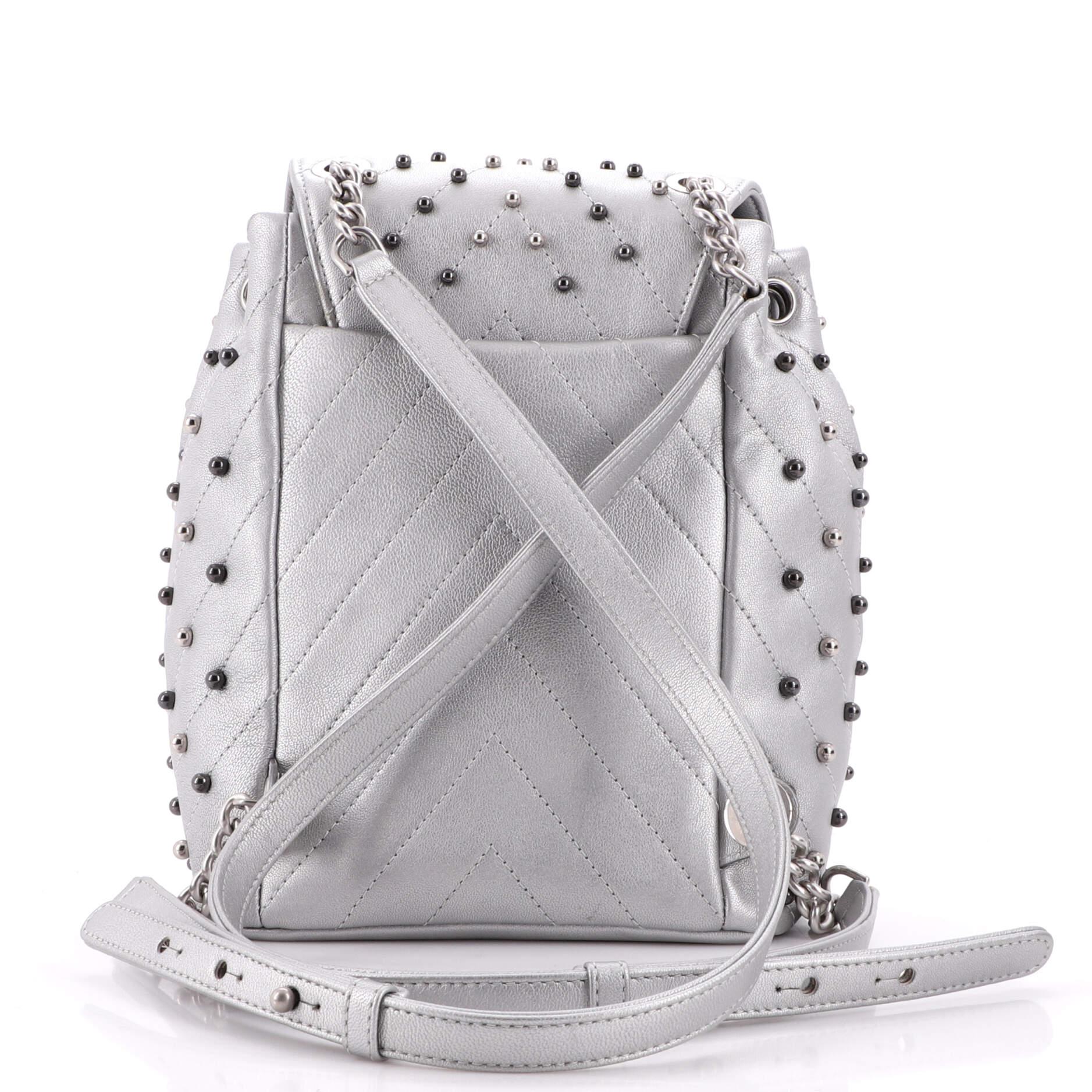 Women's Chanel Stud Wars Backpack Studded Chevron Calfskin