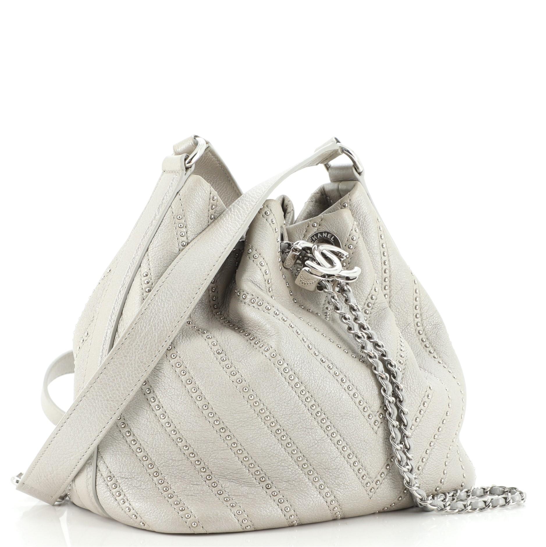 chanel chevron bucket bag