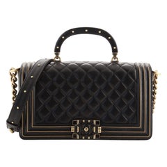 Chanel Studded Handle Boy Flap Bag Quilted Lambskin Old Medium