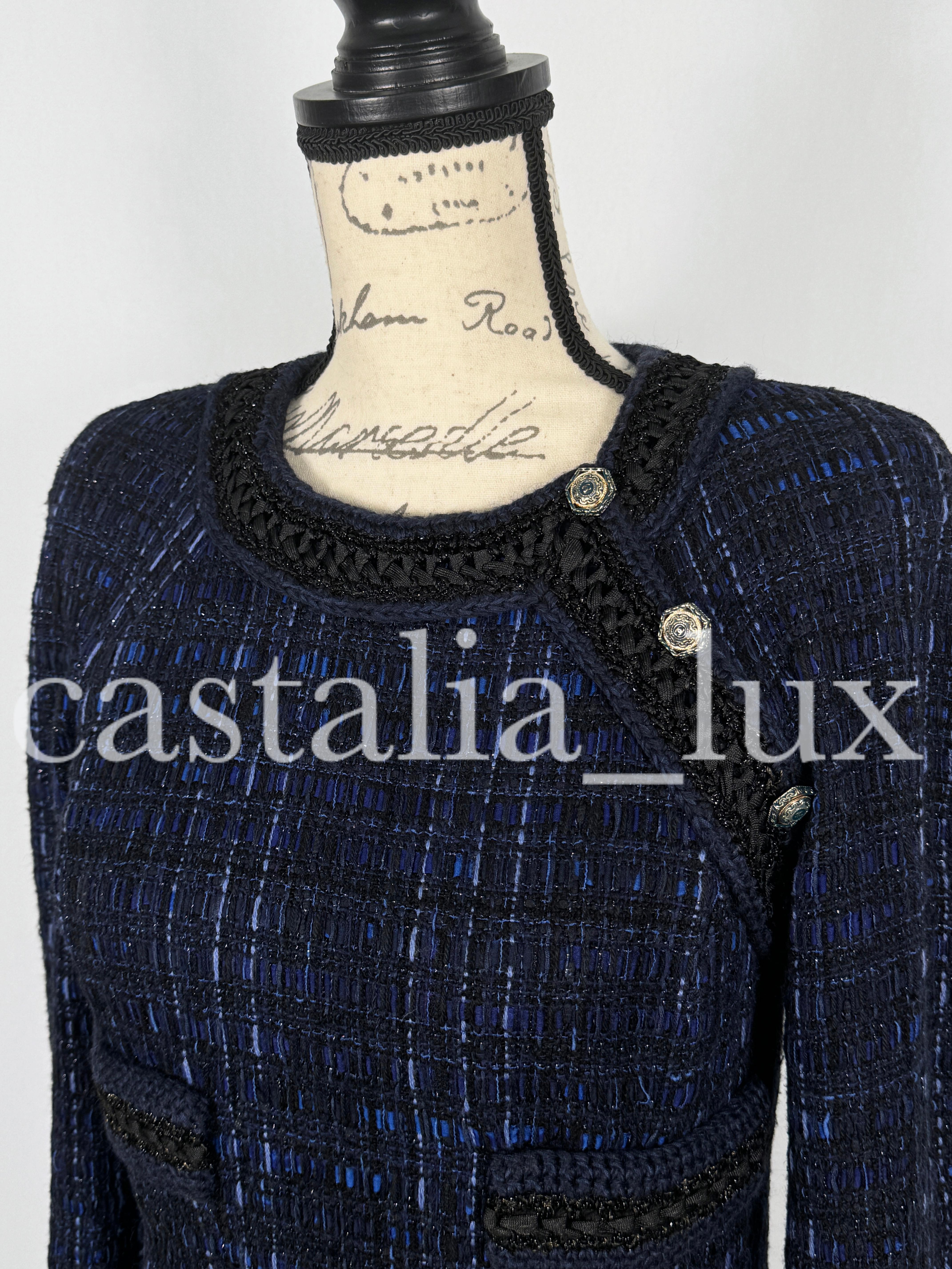 Chanel Atemberaubendes CC Sechseckige Knöpfe Lesage Tweed Kleid im Angebot 4