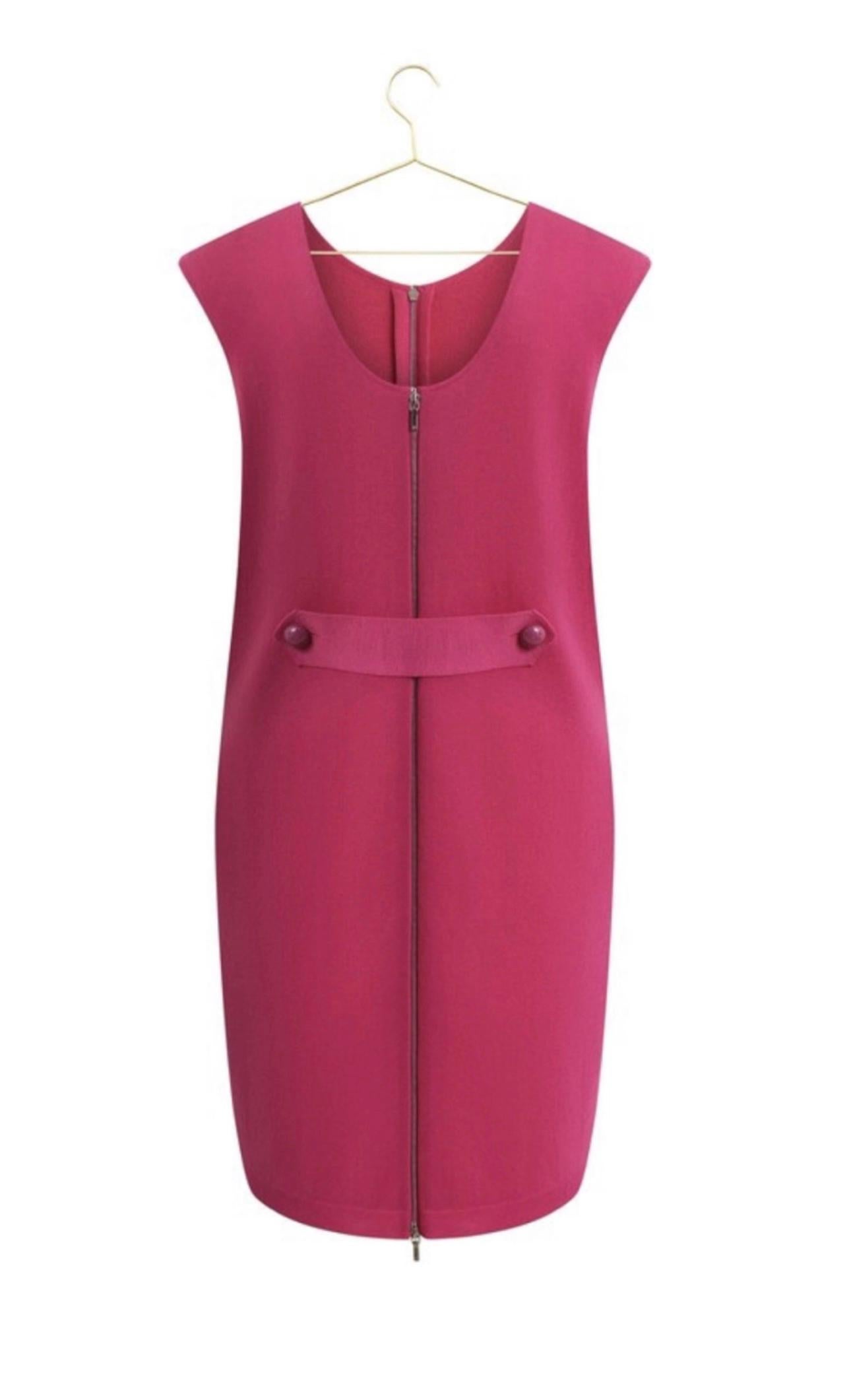 Women's or Men's Chanel Stylish Fuchsia Dress with CC Buttons For Sale