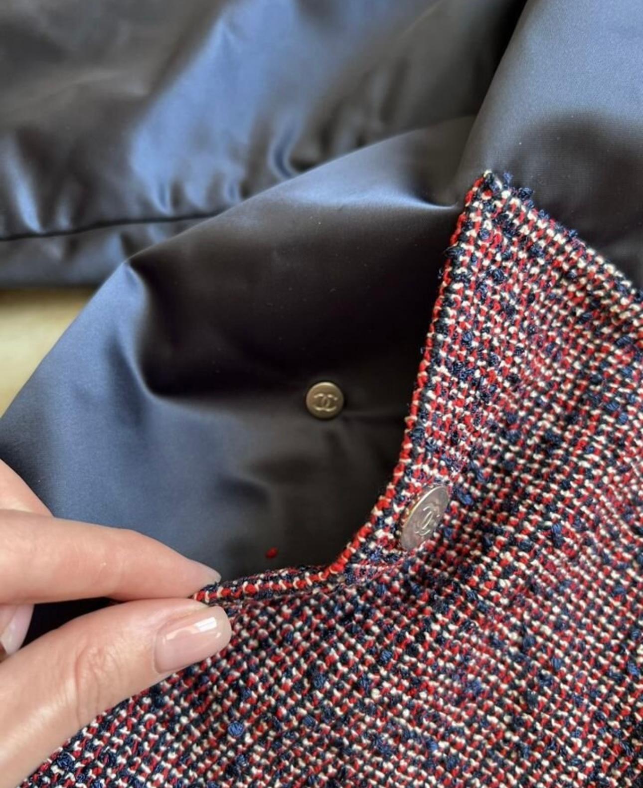 Chanel Stylish Logo Bomber with Tweed Accents 6