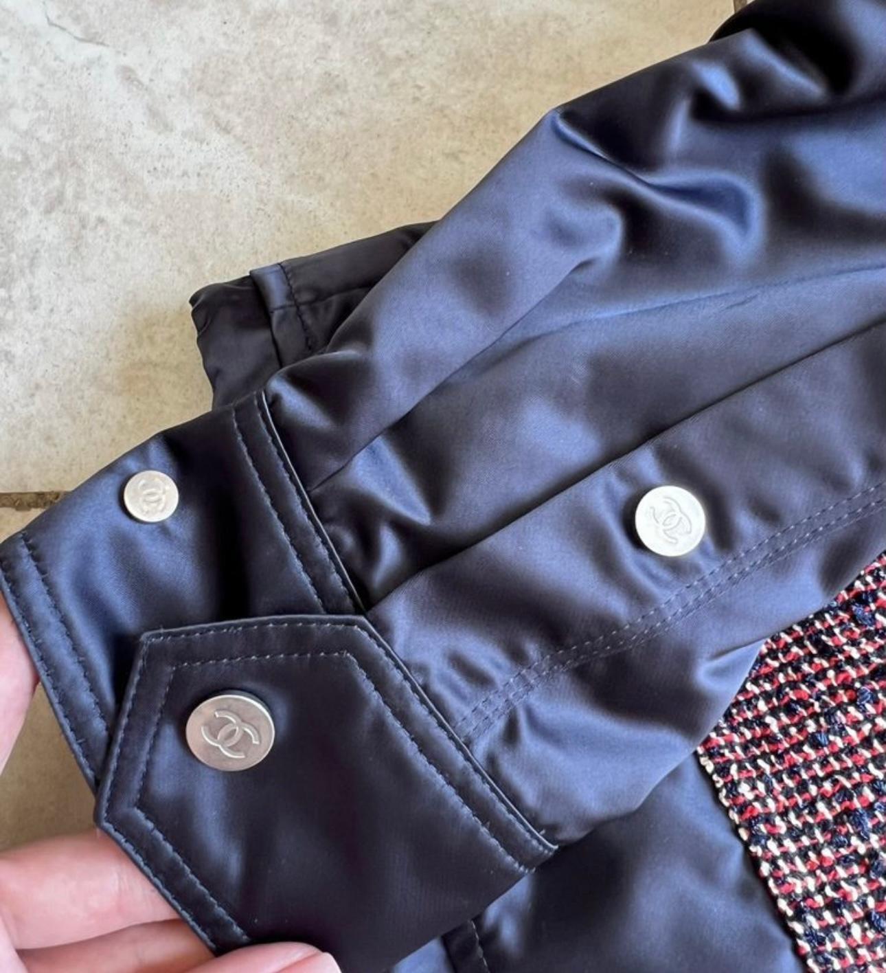 Chanel Stylish Logo Bomber with Tweed Accents 7