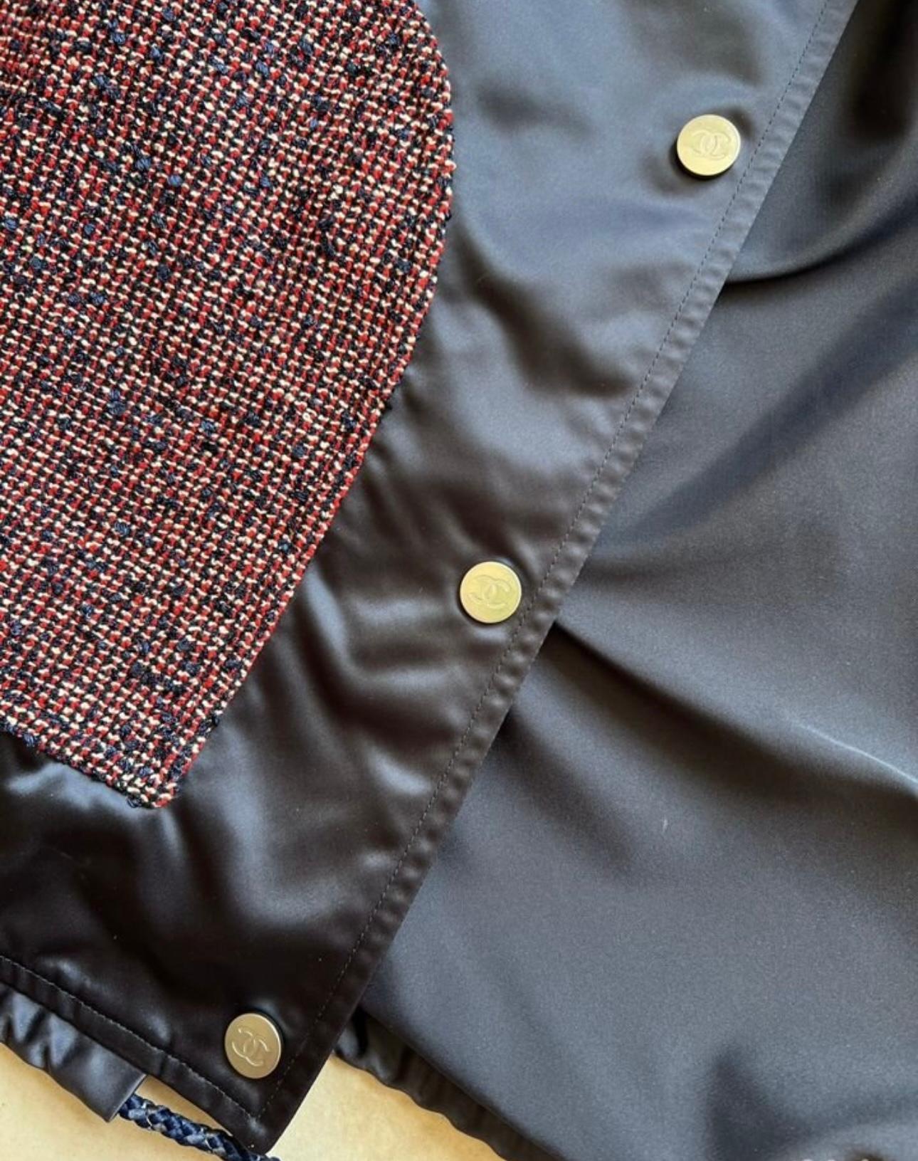 Chanel Stylish Logo Bomber with Tweed Accents 8