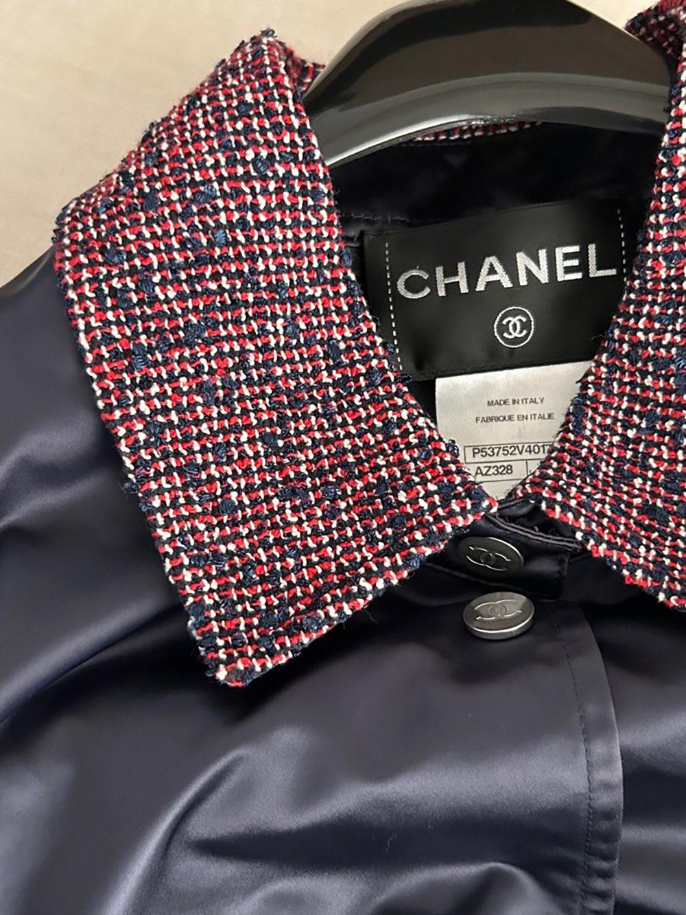 Chanel Stylish Logo Bomber with Tweed Accents 4