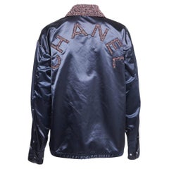 Chanel Stylish Logo Bomber with Tweed Accents