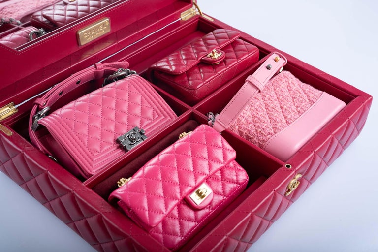 Chanel Success Story Set of 4 Pink and Red Micro Mini Bags with Red Trunk  For Sale at 1stDibs