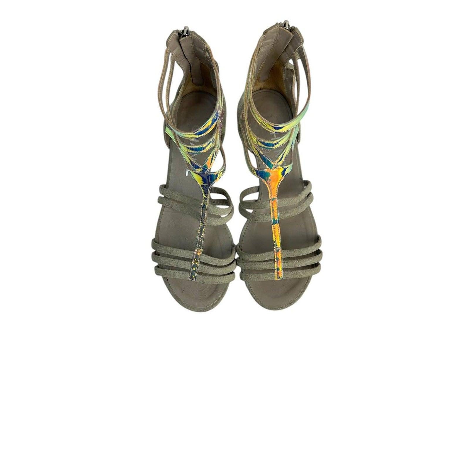 Chanel Suede Flat Multicolor Glossy Straps Sandals Sz.37 Pour femmes en vente