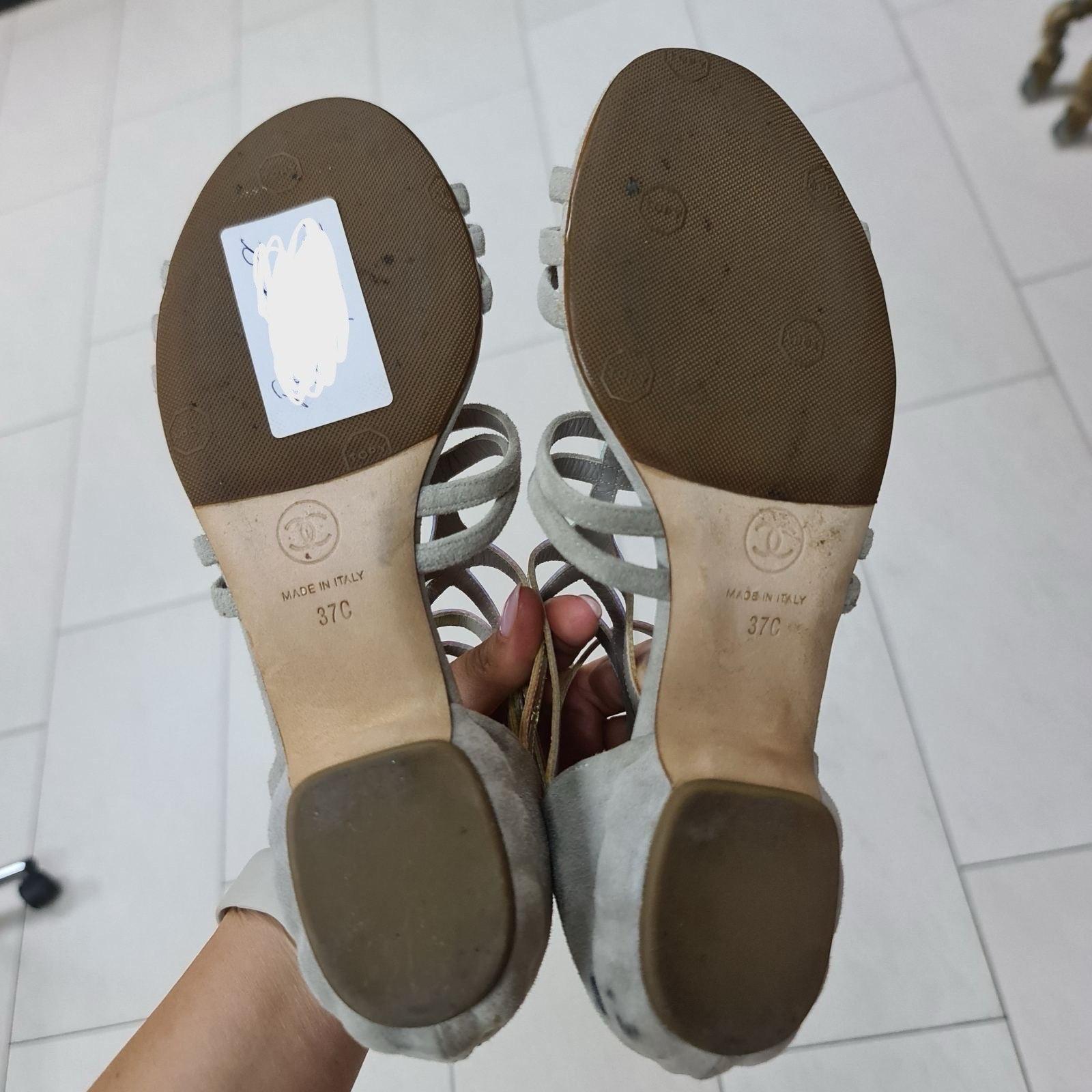 Chanel Suede Flat Multicolor Glossy Straps Sandals Sz.37 en vente 2