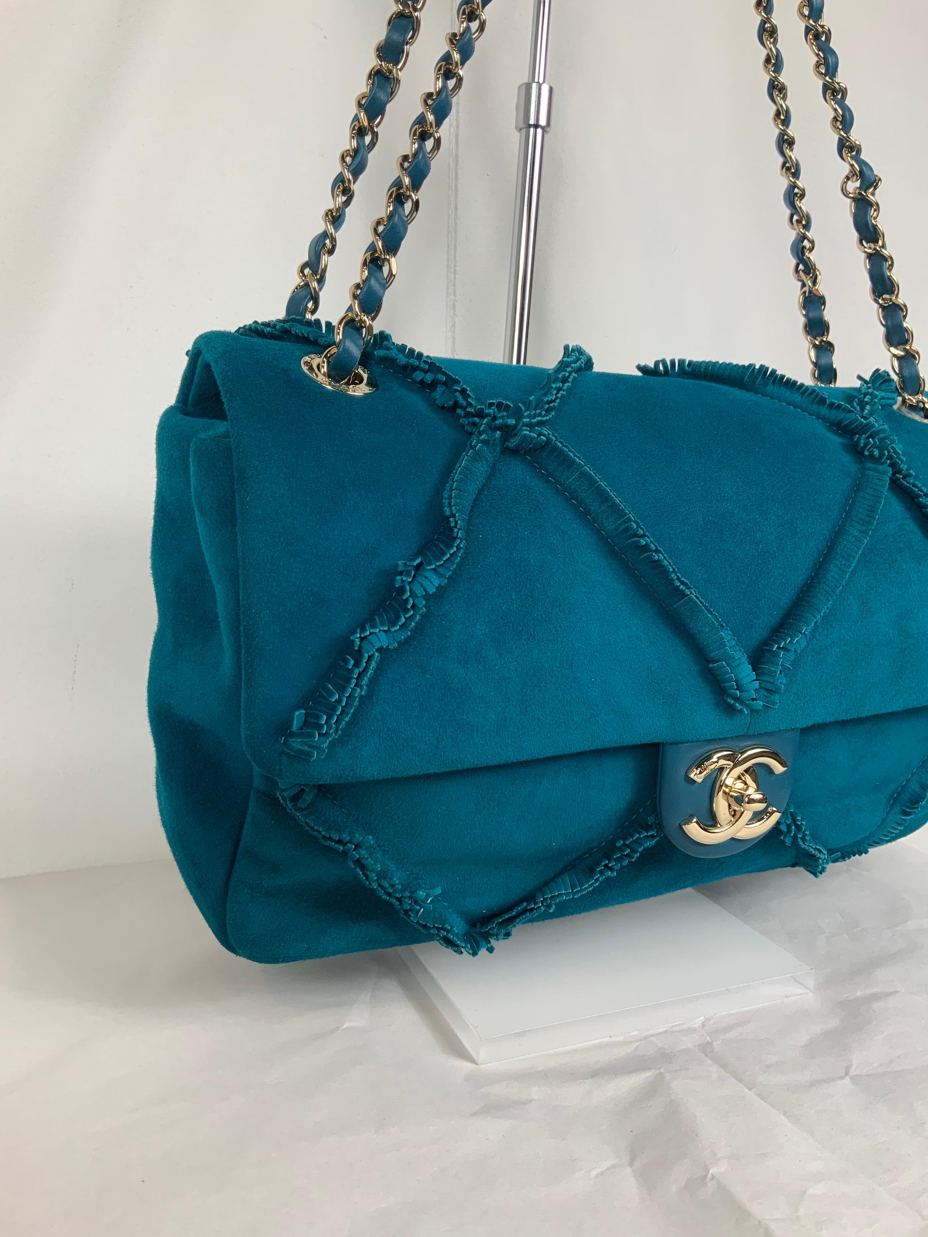 blue suede chanel bag