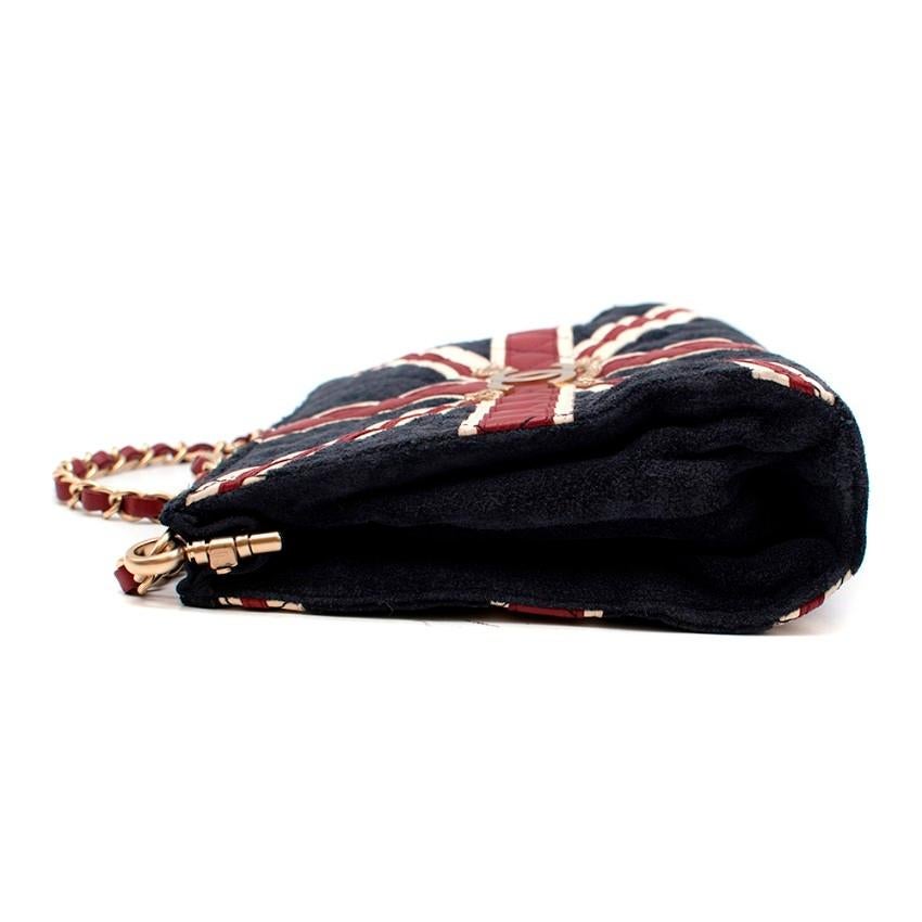 Chanel Suede & Lammfell Union Jack Limited Edition Umhängetasche (Schwarz)