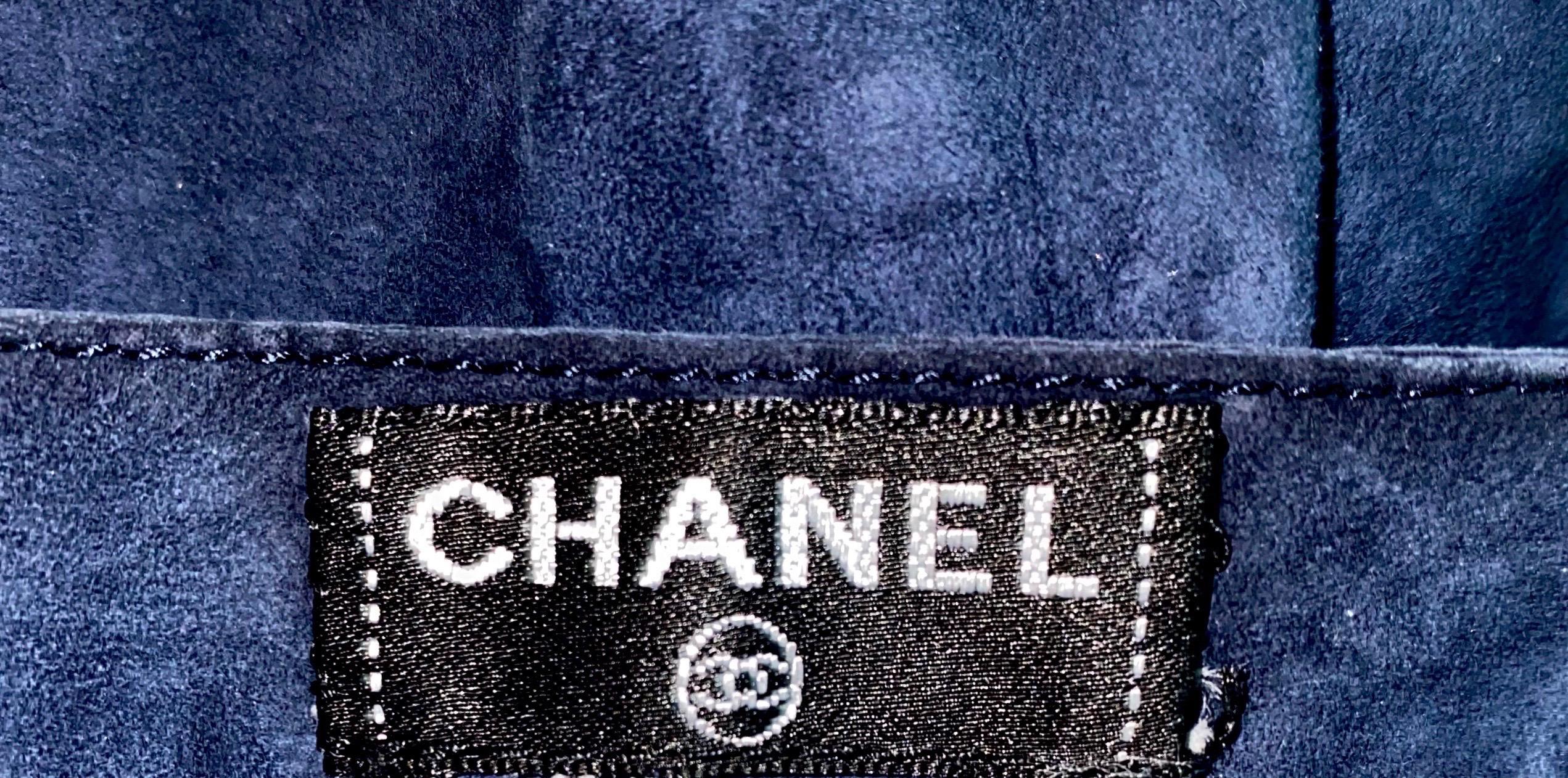 Black Chanel Suede Leather Hot Pants Shorts Jewelled Button