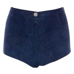 Chanel Suede Leather Hot Pants Shorts Jewelled Button