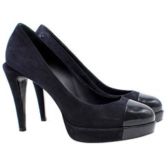 Chanel Suede Patent Toe Pumps US 8.5