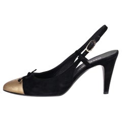 Chanel Suede Pumps With A Metallic 
CC
 Logo Cap-Toe