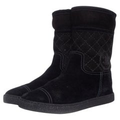 Chanel, Suede quilted ankle boots