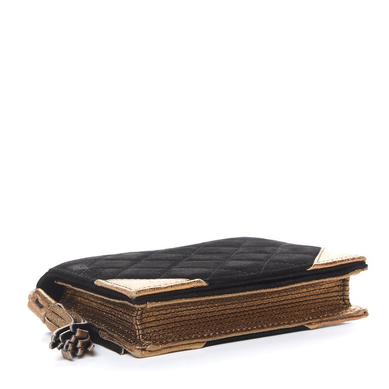 CHANEL Suede Quilted Bible Book CC Clutch Black RARER For Sale at 1stDibs