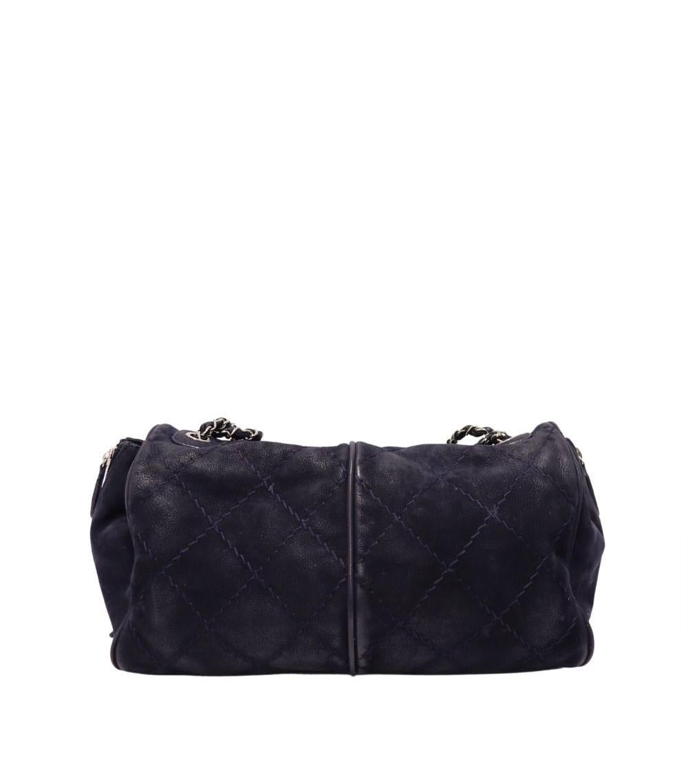 Women's Chanel Suede Quilted Nubuck CC Flap Shoulder Bag For Sale