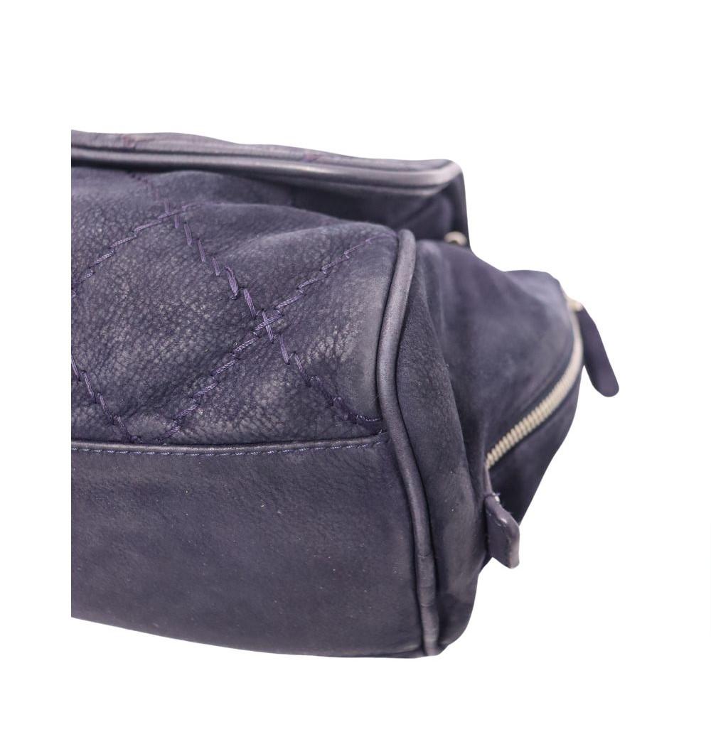Chanel Suede Quilted Nubuck CC Flap Shoulder Bag For Sale 2